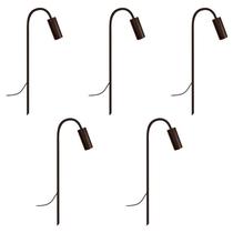 Kit 5 Balizadores Luminária Espeto Jardim Curvo Marrom 50Cm
