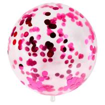Kit 5 Balões Bubble Transparente com Lantejoulas Pink