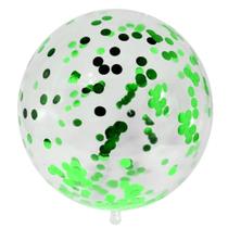 Kit 5 Balões Bubble Transparente Lantejoulas Verde