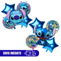 Kit 5 Balões Stitch Metalizado Festa Infantil Balão Stitch Kit 5 Balões Stitch Metalizado Festa Infantil Balão Stitch