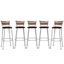 Kit 5 Banco Banqueta Estrutura Prata Bar Bistrô Balcão Cozinha Lanchonete Encosto Junco Cappuccino 70cm Itagold Kit 5 Banco Banqueta Estrutura Prata Bar Bistrô Balcão Cozinha Lanchonete Encosto Junco Cappuccino 70cm Itagold