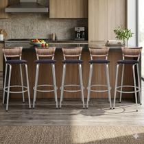 Kit 5 Banco Banqueta Estrutura Prata Bar Bistrô Balcão Cozinha Lanchonete Encosto Junco Cappuccino 70cm Itagold Kit 5 Banco Banqueta Estrutura Prata Bar Bistrô Balcão Cozinha Lanchonete Encosto Junco Cappuccino 70cm Itagold