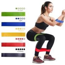 Kit 5 Banda Faixa Elástica de Resistência Band para Treino Yoga Pilates Treino Academia Musculação