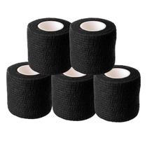 Kit 5 Bandagem Pet Band Flex Atadura Autoadesiva Preto 5cm