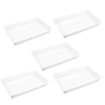 Kit 5 Bandeja Plástica 17 Litros Branca Retangular Plasvale
