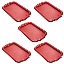 Kit 5 Bandeja Plastica Pequena 33x21c Servir Refeição Buffet Fast Food Sorveteria Hamburguer Restaurante Antiderrapante