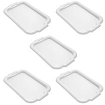 Kit 5 Bandeja Plastica Pequena 33x21c Servir Refeição Buffet Fast Food Sorveteria Hamburguer Restaurante Antiderrapante