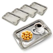 Kit 5 Bandeja Travessa Inox Retangular Porção Grande Servir Restaurante 30cm