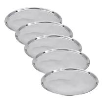 Kit 5 Bandejas 30 Cm Redonda Alumínio Garçom Bar Servir Kit 5 Bandejas 30 Cm Redonda Alumínio Garçom Bar Servir
