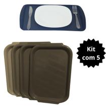 Kit 5 Bandejas Plastica Pequena 36x24,5cm Servir Refeição Buffet Fast Food Sorveteria Cafeteria Hamburgueria Restaurante