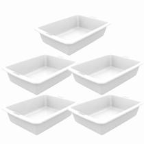 Kit 5 Bandejas Plásticas Branca Açougue Multiuso 7,5 Litros Cozinha Industrial