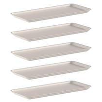 Kit 5 Bandejas Plásticas Retangulares Bege para Servir Petis