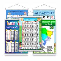 Kit 5 Banners Lona Educativo Escola Didático 60x90cm