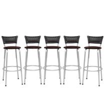 Kit 5 Banqueta Alta 70cm Design Moderno para Bancada Gourmet e Cozinha Elegante Banco Prata