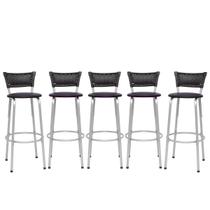 Kit 5 Banqueta Alta 70cm Design Moderno para Bancada Gourmet e Cozinha Elegante Banco Prata