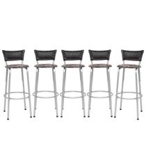 Kit 5 Banqueta Alta 70cm Design Moderno para Bancada Gourmet e Cozinha Elegante Banco Prata