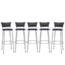 Kit 5 Banqueta Alta 70cm Design Moderno para Bancada Gourmet e Cozinha Elegante Banco Prata