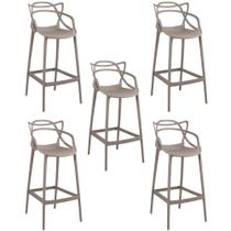 Kit 5 Banqueta Alta Allegra com Encosto Design Cozinha/Bancada - Fendi