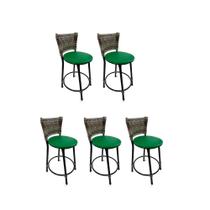 Kit 5 banqueta baixa junco cozinha gourmet bancada americana