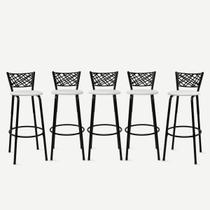 Kit 5 Banquetas Alta Eclipse Preta Cadeira Para Balcão Ilha Bar Bancada Cozinha Gourmet Área De Lazer Itagold