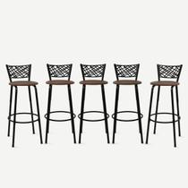 Kit 5 Banquetas Alta Eclipse Preta Cadeira Para Balcão Ilha Bar Bancada Cozinha Gourmet Área De Lazer Itagold