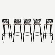 Kit 5 Banquetas Alta Eclipse Preta Cadeira Para Balcão Ilha Bar Bancada Cozinha Gourmet Área De Lazer Itagold