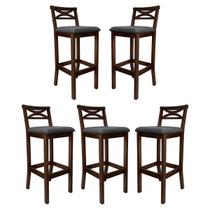 Kit 5 Banquetas Alta Estofada para Bancada Madri Madeira Capuccino Suede Cinza CCS Kit 5 Banquetas Alta Estofada para Bancada Madri Madeira Capuccino Suede Cinza CCS