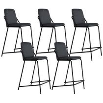 Kit 5 Banquetas Alta Loft para Cozinha em Linho Grafite Preto Lyam Decor Kit 5 Banquetas Alta Loft para Cozinha em Linho Grafite Preto Lyam Decor