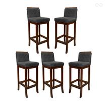 Kit 5 Banquetas Alta para Bancada de Cozinha Nice Madeira Castanho Matelassê Suede Cinza CCS Kit 5 Banquetas Alta para Bancada de Cozinha Nice Madeira Castanho Matelassê Suede Cinza CCS