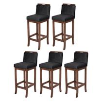 Kit 5 Banquetas Alta para Cozinha Americana Turim Madeira Capuccino Suede Preto CCS Kit 5 Banquetas Alta para Cozinha Americana Turim Madeira Capuccino Suede Preto CCS