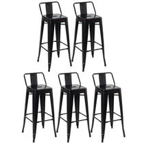 Kit 5 Banquetas Altas Industriais Pretas em Aço 76cm com Encosto Modelo Iron Tolix Kit 5 Banquetas Altas Industriais Pretas em Aço 76cm com Encosto Modelo Iron Tolix