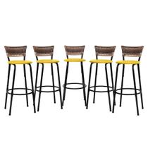 Kit 5 Banquetas Banco Altas Para Bancadas Bistro Balcão Bar Ilha Cozinha Gourmet Com Encosto Itagold