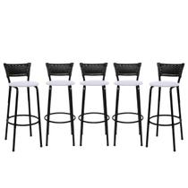 Kit 5 Banquetas Banco Cadeira Alta Balcão Americana Bar Bancada Cozinha Gourmet Ilha Estrutura Preta Itagold