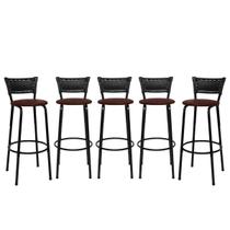 Kit 5 Banquetas Banco Cadeira Alta Balcão Americana Bar Bancada Cozinha Gourmet Ilha Estrutura Preta Itagold