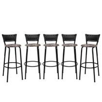 Kit 5 Banquetas Banco Cadeira Alta Balcão Americana Bar Bancada Cozinha Gourmet Ilha Estrutura Preta Itagold