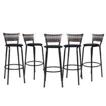 kit 5 Banquetas Bancos Alta Para Cozinha Gourmet Bancada Balcão Bar Premium Estrutura Preta Itagold