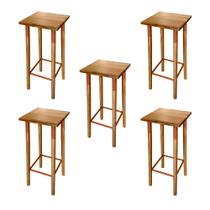 Kit 5 Banquetas Bistro Industrial Colors Ferro e Madeira Maciça - Cobre Kit 5 Banquetas Bistro Industrial Colors Ferro e Madeira Maciça - Cobre