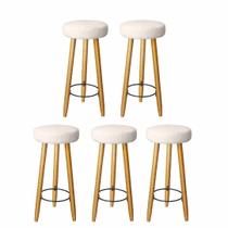 Kit 5 Banquetas Decorativas 78cm com Pés Pálito Italian Bege - Mafer