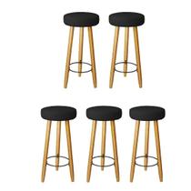 Kit 5 Banquetas Decorativas 78cm com Pés Pálito Italian Preto - Mafer Kit 5 Banquetas Decorativas 78cm com Pés Pálito Italian Preto - Mafer