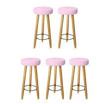 Kit 5 Banquetas Decorativas 78cm com Pés Pálito Italian Rosa Bebê - Mafer Kit 5 Banquetas Decorativas 78cm com Pés Pálito Italian Rosa Bebê - Mafer