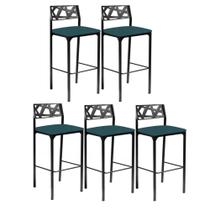 Kit 5 banquetas Eliza Gourmet Azul turquesa-Gat Magaine Kit 5 banquetas Eliza Gourmet Azul turquesa-Gat Magaine