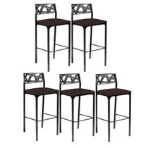 Kit 5 banquetas Eliza Gourmet Marrom-Gat Magazine Kit 5 banquetas Eliza Gourmet Marrom-Gat Magazine