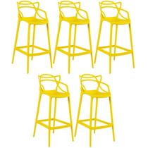 Kit 5 Banquetas Laráz Master Allegra 76 cm - Amarelo Kit 5 Banquetas Laráz Master Allegra 76 cm - Amarelo