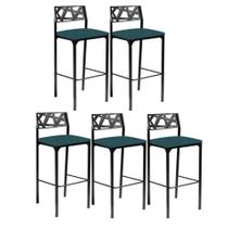 Kit 5 Banquetas Luiza Azul Turquesa-gat Magaine Kit 5 Banquetas Luiza Azul Turquesa-gat Magaine