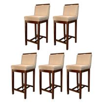 Kit 5 Banquetas Média para Bancada Gourmet Líbia Madeira Capuccino Suede Bege CCS Kit 5 Banquetas Média para Bancada Gourmet Líbia Madeira Capuccino Suede Bege CCS