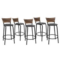 Kit 5 Banquetas Para Balcão 60cm Preta Junco Cappuccino Balcão Bistrô Bar Cozinha Americana Área de Lazer Churrasqueira Kit 5 Banquetas Para Balcão 60cm Preta Junco Cappuccino Balcão Bistrô Bar Cozinha Americana Área de Lazer Churrasqueira