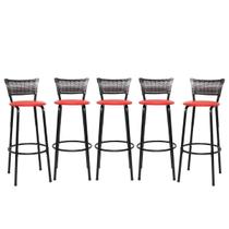 Kit 5 Banquetas Preta Alta Para Balcão Gourmet Bar Cozinha Itagold
