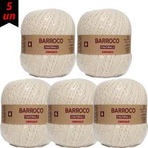 Kit 5 Barbantes Cru Barroco Natural N6 e 885 TEX Novelo com 700 Gramas Circulo Fio Macio p/ Roupas, Tapetes, Cestas, Caminho de Mesa e Artesanato