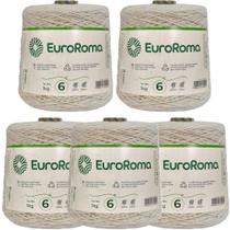 Kit 5 Barbantes Euroroma Cru 1 Quilo Ordem Fio 6 para Fazer Crochê, Tricô, Tapetes, Caminho e Jogos de Banheiro e Mesa Kit 5 Barbantes Euroroma Cru 1 Quilo Ordem Fio 6 para Fazer Crochê, Tricô, Tapetes, Caminho e Jogos de Banheiro e Mesa