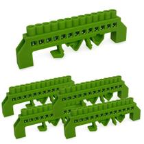 Kit 5 barramento din distr vd terra 12p c/proteçao sibratec